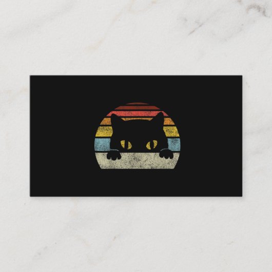 ヴィンテージブラック猫好き、レトロスタイルブラックキャッツ 名刺 (正面)