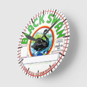 「ヴィンテージブラック白鳥ラベル」 ラウンド壁時計 (傾斜)