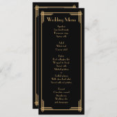 ヴィンテージブラック素晴らしギャツビーアールデコズ結婚メニュー メニュー (正面/裏面)