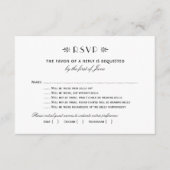 ヴィンテージブラック結婚アールデコおもしろいのベル付き 出欠カード (正面)