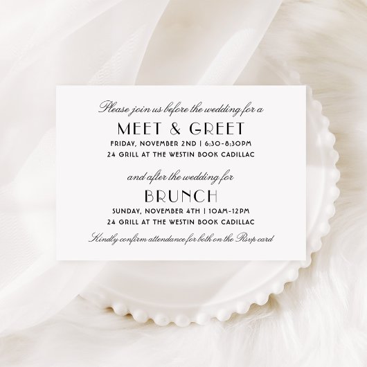 ヴィンテージブラック結婚アールデコの歓迎とブランチ エンクロージャーカード