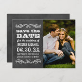 ヴィンテージブラック結婚シャルボードの写真 セーブザデート (正面/裏面)