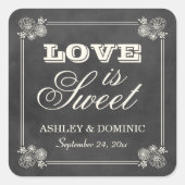 ヴィンテージブラック結婚シャルボードの愛は甘い スクエアシール (正面)