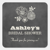 ヴィンテージブラック結婚シャルボードブライダルシャワー スクエアシール (正面)
