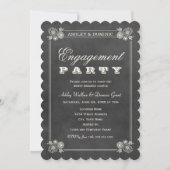 ヴィンテージブラック結婚シャルボード婚約パーティ 招待状 (正面)