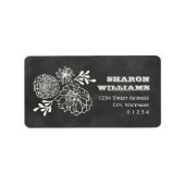 ヴィンテージブラック結婚シャルボード差出人住所 ラベル (正面)