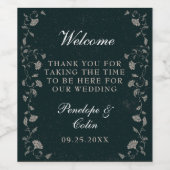 ヴィンテージブラック結婚タンのウェルカムバスケット ワインラベル (シングルラベル)