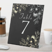 ヴィンテージブラック結婚金ゴールドのテーブル番号 台座サイン (インサイチュ)