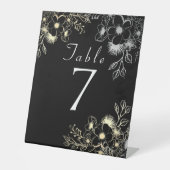 ヴィンテージブラック結婚金ゴールドのテーブル番号 台座サイン (正面)