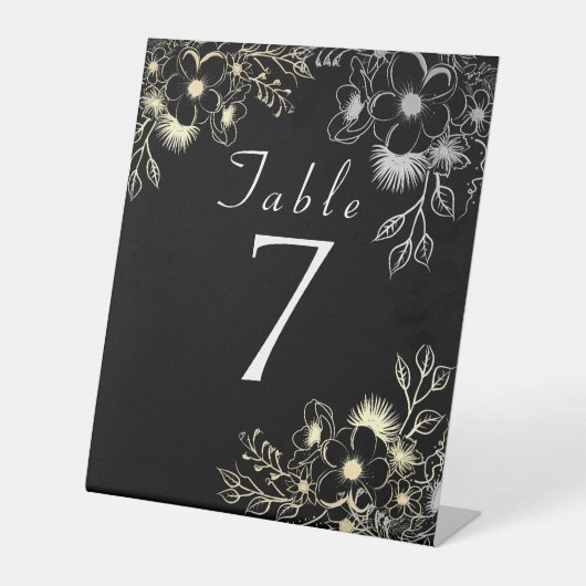 ヴィンテージブラック結婚金ゴールドのテーブル番号 台座サイン (正面)