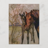 ヴィンテージブラック美しい馬「マイマザーとアイ」 ポストカード (正面)