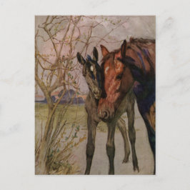 ヴィンテージブラック美しい馬「マイマザーとアイ」 ポストカード