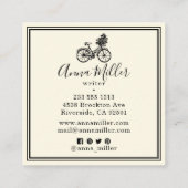 ヴィンテージブラック自転車花作家ベージュレトロ スクエア名刺 (裏面)