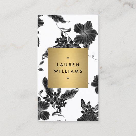 ヴィンテージブラック花模様(縦) 名刺 (正面)
