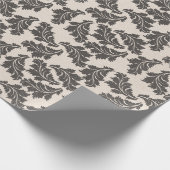 ヴィンテージブラック葉クリームクリスマス ラッピングペーパー (角)