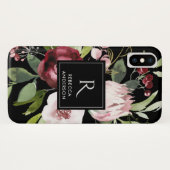 ヴィンテージブラック赤面ピンクブルゴーニュプロテアフローラ Case-Mate iPhoneケース (裏面(横))