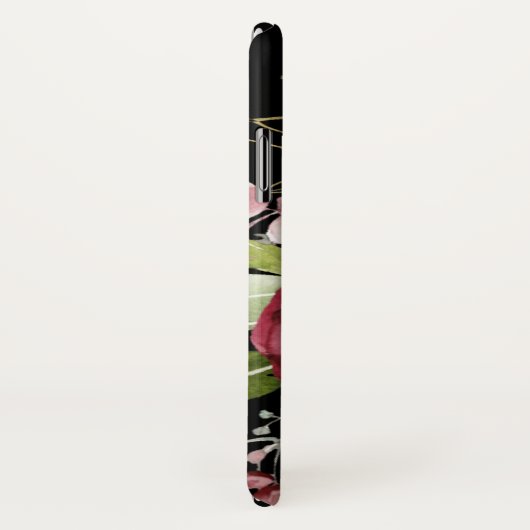 ヴィンテージブラック赤面ピンクブルゴーニュプロテアフローラ Case-Mate iPhoneケース (裏面/右)