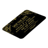 ヴィンテージブラック金ゴールドアールデコ結婚式日付の保存 マグネット (左側)