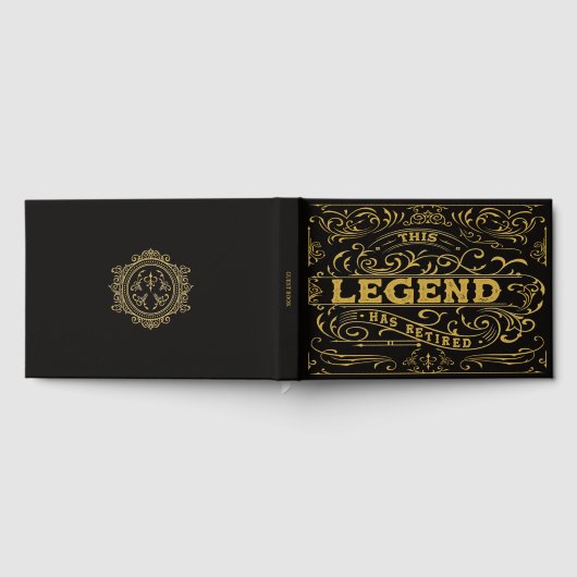ヴィンテージブラック金ゴールドクラシックレジェンドリタイア ゲストブック (全面)
