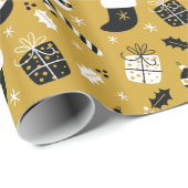 ヴィンテージブラック金ゴールドクリスマス ラッピングペーパー (ロールコーナー)