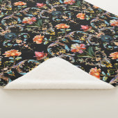 ヴィンテージブラック金ゴールドダマスクパターン シェルパブランケット (3/4)