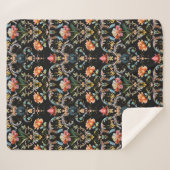 ヴィンテージブラック金ゴールドダマスクパターン シェルパブランケット (正面(横))