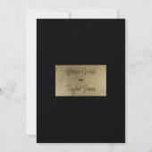 ヴィンテージブラック金ゴールドピンクローズフローラ結婚ズ 招待状 (裏面)