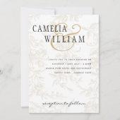 ヴィンテージブラック金ゴールドフローラエレガントな結婚式 招待状 (正面)