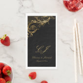 ヴィンテージブラック金ゴールドフローラダマスクスク結婚スクリプト (インサイチュ)