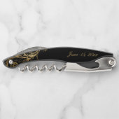 ヴィンテージブラック金ゴールドフローラダマスクスク結婚スクリプト ソムリエナイフ (裏面)