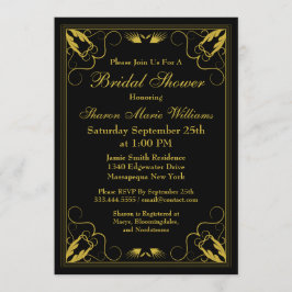 ヴィンテージブラック金ゴールドブライダルシャワー招待 招待状