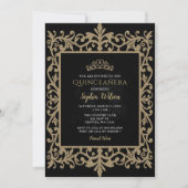 ヴィンテージブラック金ゴールドプリンセスティアラキンセアニラ 招待状 (正面)