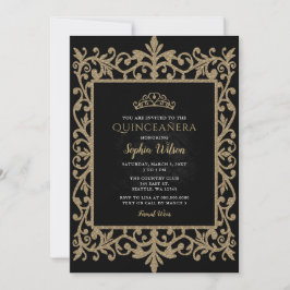 ヴィンテージブラック金ゴールドプリンセスティアラキンセアニラ 招待状