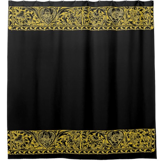 ヴィンテージブラック金ゴールドマカスタムットパーソナライズされた シャワーカーテン (正面)