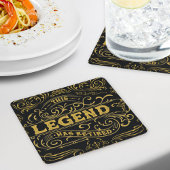 ヴィンテージブラック金ゴールド凡例退職 スクエアペーパーコースター