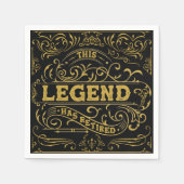 ヴィンテージブラック金ゴールド凡例退職 スタンダードカクテルナプキン (正面)