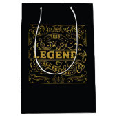 ヴィンテージブラック金ゴールド凡例退職 ミディアムペーパーバッグ (正面)