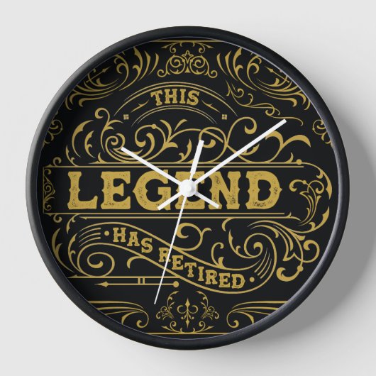 ヴィンテージブラック金ゴールド凡例退職 壁時計 (正面)