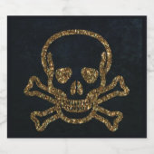 ヴィンテージブラック金ゴールド海賊スカルとボーン リキュールボトルラベル (シングルラベル)