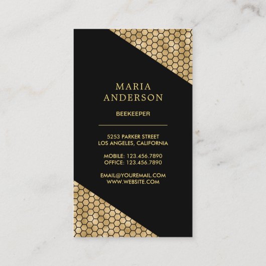 ヴィンテージブラック金ゴールド王室のクイーンビーキーパー 名刺 (裏面)