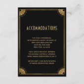 ヴィンテージブラック金ゴールド結婚アールデコの宿泊 エンクロージャーカード (正面)