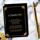 ヴィンテージブラック金ゴールド結婚アールデコの宿泊 エンクロージャーカード