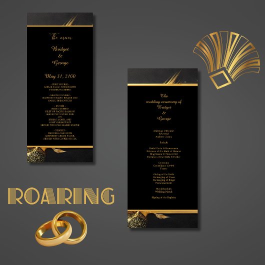 ヴィンテージブラック金ゴールド結婚1920s プログラム