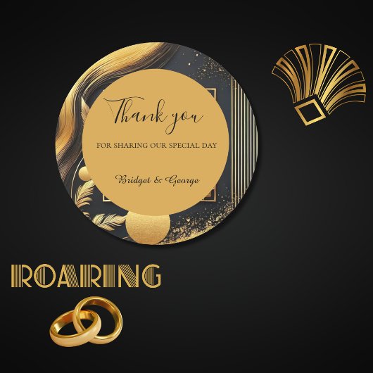 ヴィンテージブラック金ゴールド結婚1920s ラウンドシール