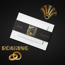 ヴィンテージブラック金ゴールド結婚1920s 招待状ベリーバンド