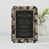 ヴィンテージブラック金ゴールド葬儀お祝いの生活 招待状 (スタンド正面)