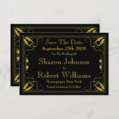 ヴィンテージブラック金ゴールド金箔付き年齢日付カードを保存 セーブザデート (正面/裏面)