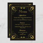 ヴィンテージブラック金ゴールド金箔結婚付き時代のメニュー メニュー (正面/裏面)