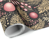 ヴィンテージブラック金ゴールド&ピンク | オーナメント ラッピングペーパー (ロールコーナー)