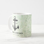 ヴィンテージブラック鋳鉄製いかり航海のボート コーヒーマグカップ (正面左)